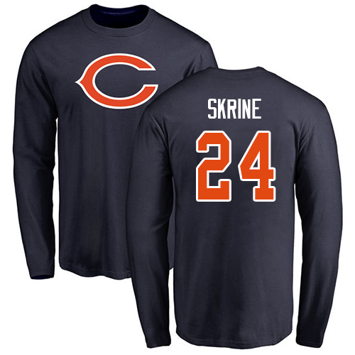 Chicago Bears Men Navy Blue Buster Skrine Name and Number Logo NFL Football #24 Long Sleeve T Shirt->nfl t-shirts->Sports Accessory